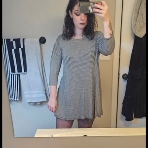 Black & Cream Striped Dress